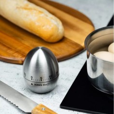 Cronometru de bucatarie tip ou din otel, 60x75 mm, 60 minute, gri, inox, Kinghoff