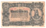 Bancnota Ungaria 500 Korona 1923, OTSZAZ, RARA. Numismatica Europa