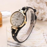 Cumpara ieftin Ceas Dama Geneva Elegant Negru Auriu, Curea Piele Ecologica, Cadran Alb, Quartz, 36mm