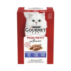 Set 6 buc x 50 gr Hrana umeda pentru pisici Gourmet Mon Petit cu ton, pastrav somon