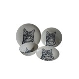 Set 4 piese, pentru o persoana, Ivoire decorat cu pisicuta