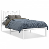 VidaXL Cadru de pat metalic cu tăblie, alb, 90x190 cm