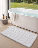 Mare covoar de baie antiderapant 61x110cm lavabil absorbant &ndash; Alb