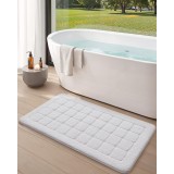 Mare covoar de baie antiderapant 61x110cm lavabil absorbant &ndash; Alb