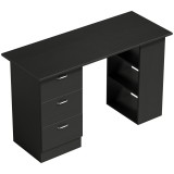HOMCOM Birou de Calculator Modern, Masa de Lucru cu 3 Sertare și Raft pentru Depozitare, Design Elegant, Negru | Aosom Romania