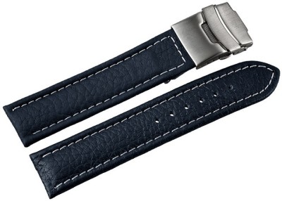 Curea Ceas Piele Naturala Albastra Deployant Cusatura Alba 16mm 18mm 20mm 22mm 24mm 8162302001 foto