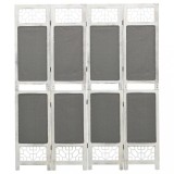 338555 vidaXL 4-Panel Room Divider Grey 140x165 cm Fabric