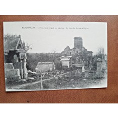 Carte postala, Bandonviller, la Cimetiere devaste par les obus, 1916