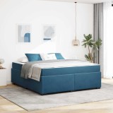 VidaXL Cadru de pat cu saltea Albastru &icirc;nchis 180 x 200 cm Catifea