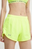 Under Armour pantaloni scurți de alergare Fly By culoarea galben, neted, high waist