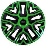 Set 4 Capace Roti 15 inchi (R15), Best Verde-Negru, Compatibile Cu Audi
