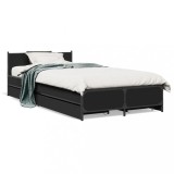 Cumpara ieftin Cadru de pat cu sertare, negru, 75x190 cm, lemn prelucrat