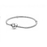 Pandora Moments Heart Clasp Snake Chain Brățară din Argint 925 590719-21 21cm