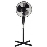 Ventilator cu picior, putere 40W, 3 viteze, diametru 40cm, din metal si plastic, cu grila de protecte, suport antiderapant, negru