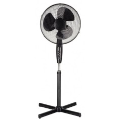 Ventilator cu picior, putere 40W, 3 viteze, diametru 40cm, din metal si plastic, cu grila de protecte, suport antiderapant, negru