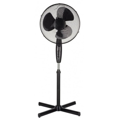 Ventilator cu picior, putere 40W, 3 viteze, diametru 40cm, din metal si plastic, cu grila de protecte, suport antiderapant, negru foto