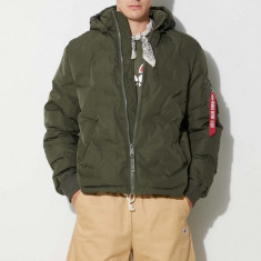 Alpha Industries geacă Logo Puffer bărbați, culoarea verde, de iarnă 108107.142-green