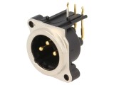 Soclu XLR 3 pini unghi 90&deg; THT argint 6A