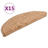 Cumpara ieftin Covorase pentru scari, 15 buc., 56x17x3 cm, bej, semirotunde