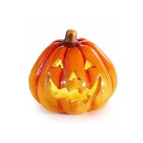 Figurina Dovleac Halloween ceramica portocalie maro cu led III &Oslash; 7 cm x 7 x 10 H