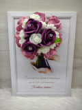 Rama A4 cu decorațiune de flori de săpun și text &quot;Te iubesc mama&quot;, Simple