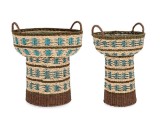 Set 2 cosuri decorative hartie maro natur turcoaz Kya &Oslash;28x38h; &oslash;36x39h