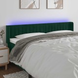 vidaXL Tăblie de pat cu LED, verde &icirc;nchis, 183x16x78/88 cm, catifea 3123537