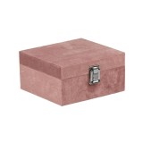 Cutie catifelata pentru depozitare, Roz, 16x16x8 cm, Lemn, ATU-088932, Oem