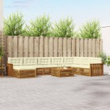 vidaXL Seturi de canapele 9 pcs Natural și Crem Lemn Solid de Acacia 3373975