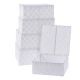 Cumpara ieftin Set 5 cutii depozitare polietilena alba 28 x 28 x 12, 30 x 30 x 13, 32 x 32 x 14, 34 x 34 x 15, 36 x 36 x 16 cm