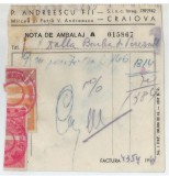 Romania, P. Andreescu Fii, Bon pentru ambalaj, Craiova, 1947