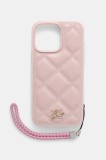 Karl Lagerfeld husă pentru telefon iPhone 16 Pro Max culoarea roz, KLHCP16XPSQSKLSMSP