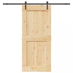 vidaXL Ușă glisantă cu set feronerie, 100x210 cm, lemn masiv de pin foto
