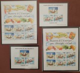 Monaco 1992 - Europa , Transporturi , Nave , Columb , colite dantelate si colite nedantelate , MNM , Mi. Bl.55 , Yt..Bl.57, 19 , 19a si 57, Organizatii internationale, Nestampilat