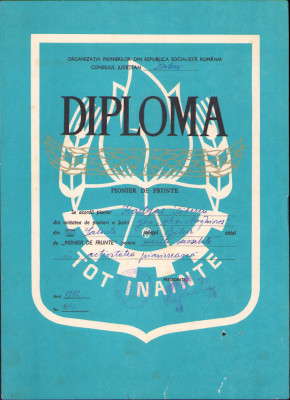 HST P2/159 Diplomă pionier de frunte 1972 Salonta Bihor foto