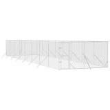 Padoc de exterior pentru caini argintiu 4x16x2m otel galvanizat GartenMobel Dekor, vidaXL