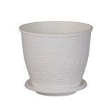 Ghiveci din plastic, Critex, cu farfurie, alb, D 29.5 cm