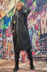 D853-1 Geaca Fashion lunga din material impermeabil