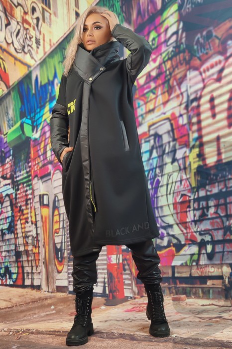 D853-1 Geaca Fashion lunga din material impermeabil