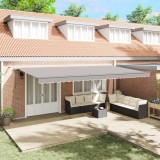 Marcheza retractabilă automată vidaXL cu LED Gri deschis 600x300 cm, Material de &icirc;nlocuire pentru marcheza vidaXL de 6x3 m Gri deschis