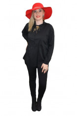 Camasa neagra cu maneca lunga, croi modern, lungime asimetrica foto