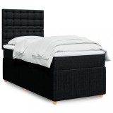 VidaXL Pat box spring cu saltea, negru, 80x200 cm, textil