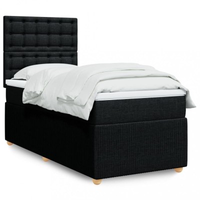 vidaXL Pat box spring cu saltea, negru, 80x200 cm, textil 3294199 foto