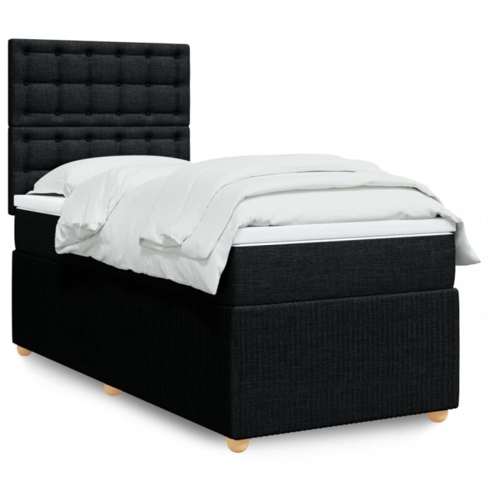 vidaXL Pat box spring cu saltea, negru, 80x200 cm, textil 3294199