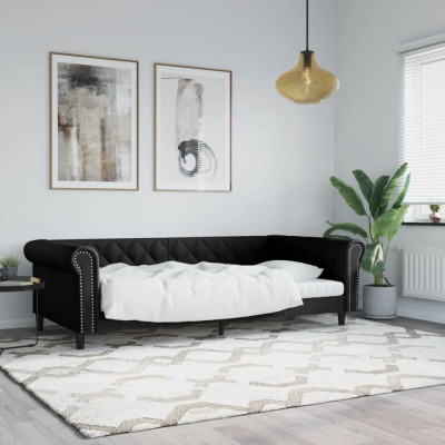 vidaXL Cadru de pat, negru, 100x200 cm, piele ecologică foto