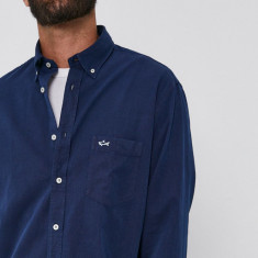 Paul&Shark Cămașă jeans bărbați, culoarea albastru marin, cu guler button-down, regular