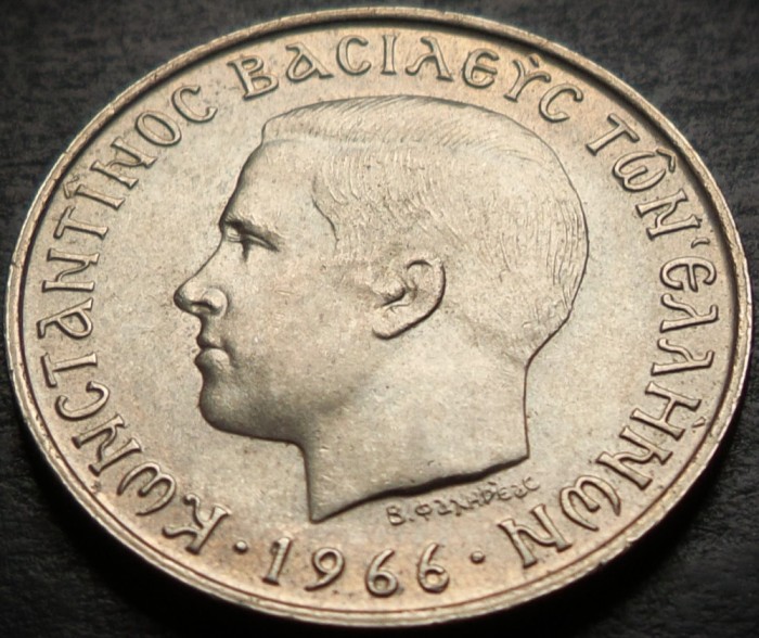 Moneda 2 DRAHME - GRECIA, anul 1966 *cod 4952 = A.UNC