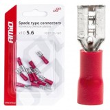 Set 10 Conectori Cablaje 5.6mm, 0.5-1.5mm&sup2;, 10A, Izolat, Rosu, Mama, Sertizare, 22AWG-18AWG