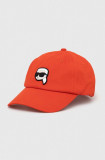 Cumpara ieftin Karl Lagerfeld șapcă de baseball din bumbac culoarea portocaliu, cu imprimeu