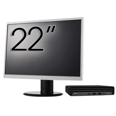 Pachet Calculator Second Hand HP ProDesk 400 G6 Mini, Intel Core i5-10500T 2.30 - 3.80GHz, 8GB DDR4, 256GB SSD + Monitor 22&amp;amp;quot; NewTechnology Media foto